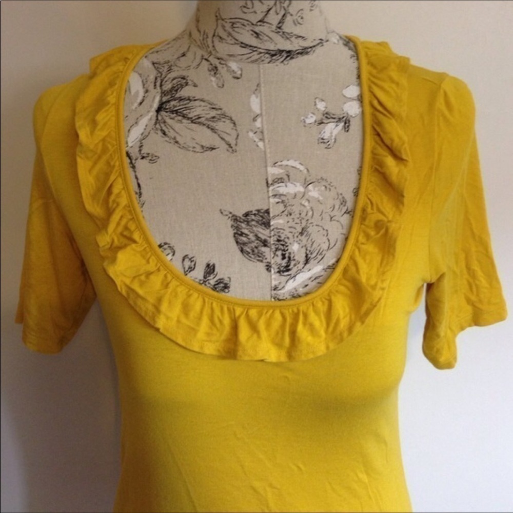 *LOFT Yellow Ruffle Top S - Picture 2 of 4